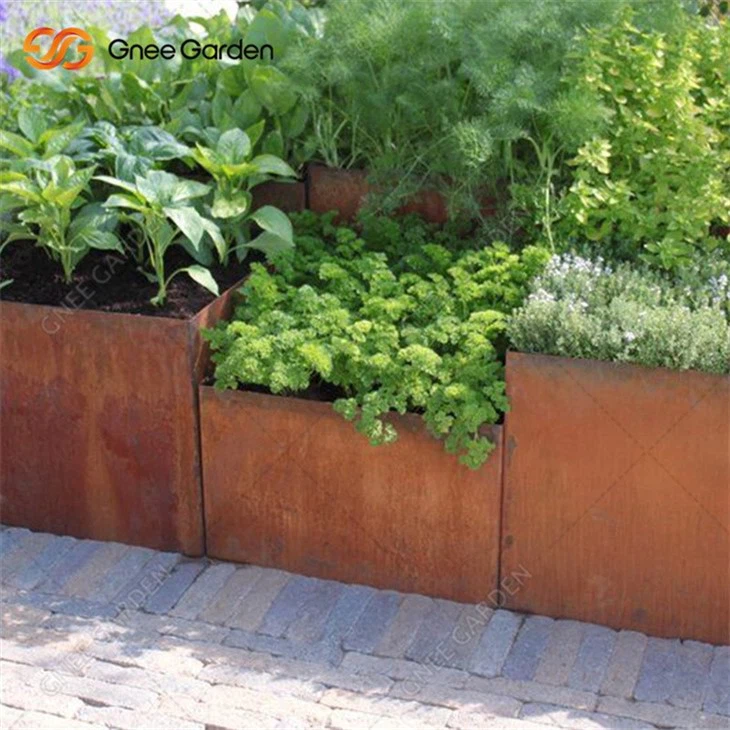 Corten Steel Square Flower Pots For Yard