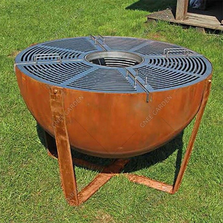 5-10 People Barbecue Grill Outdoor Corten Steel Fire Pit BBQ
