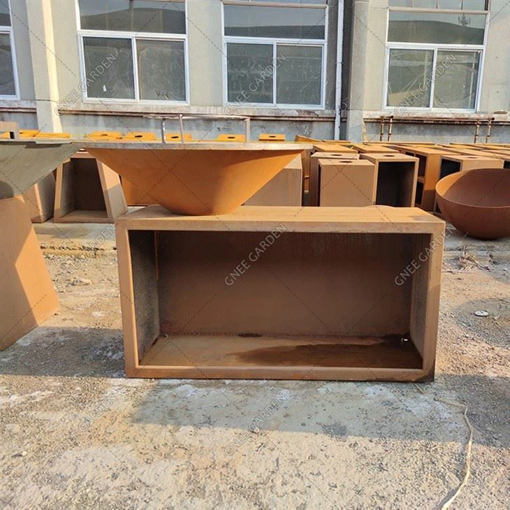 corten steel fire pit cooking