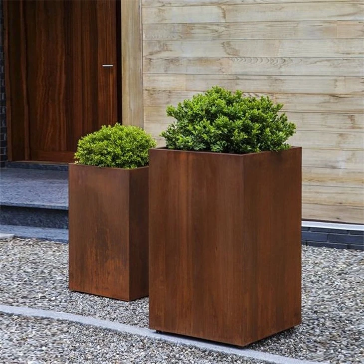 Corten Steel Rust Wall Hanging Planter With House Number