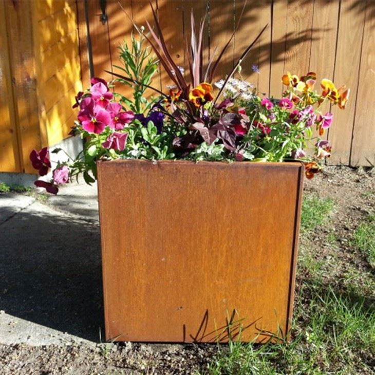 Corten Steel Rust Wall Hanging Planter With House Number