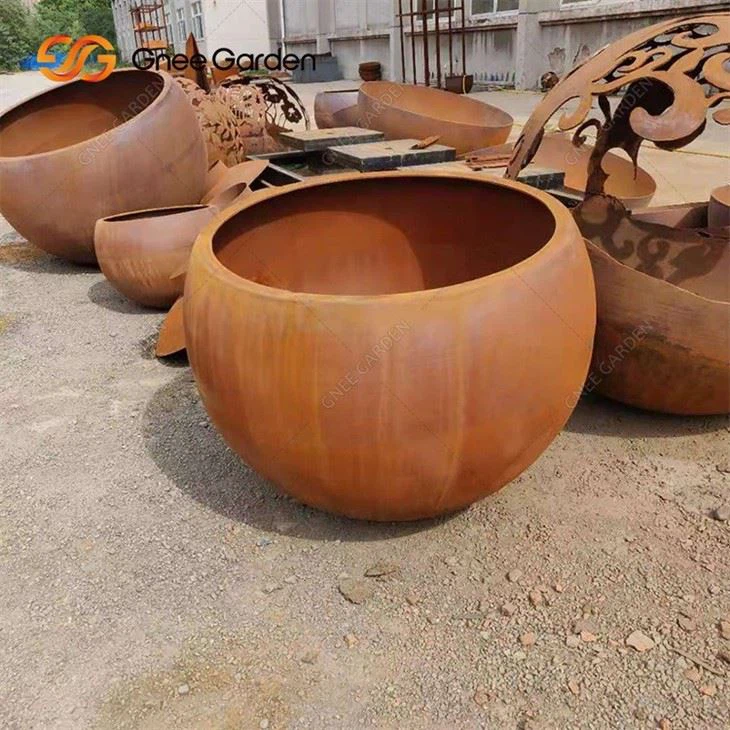 Customized Large Bowl Planters Outdoor Metal Flower Pot