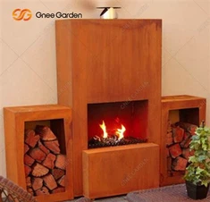 Vonkajšie vyhrievanie záhradného krbu z ocele Corten