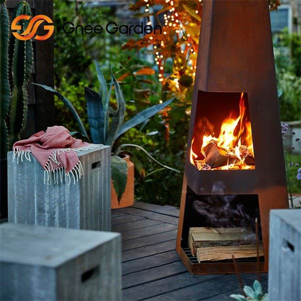 Corten Steel Obelisk Fireplace
