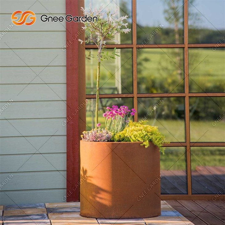Corten Steel Outdoor Steel Pots Rusty Garden Corten Pots No Maintenance Corten Planter