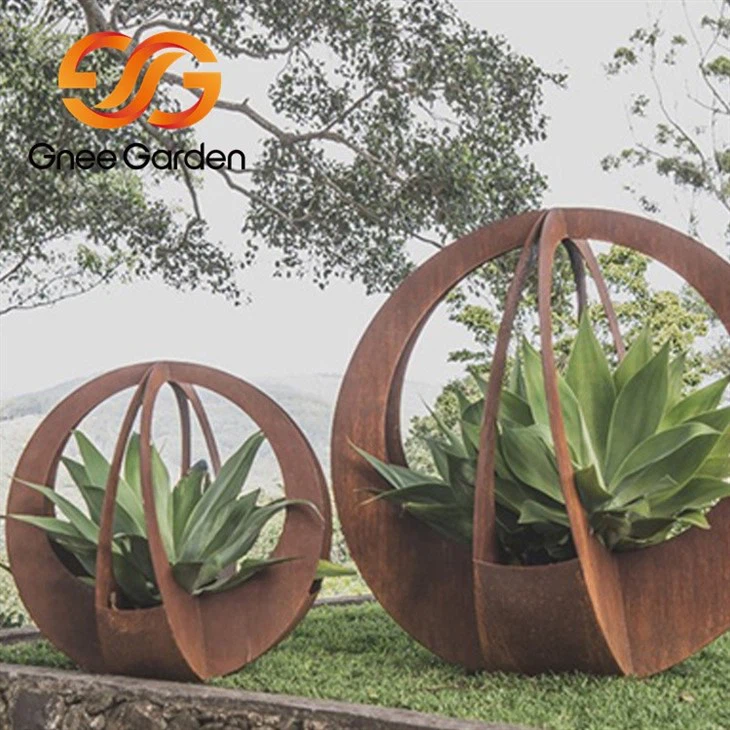 rusted steel planters