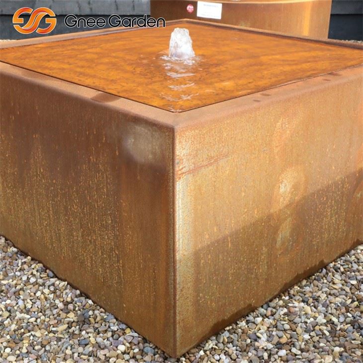 Weathering steel square feature water table 