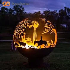 Corten oceľová vonkajšia požiarna guľa rezistentná na počasie